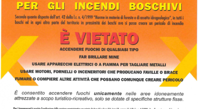 Dichiarazione dello stato di grave pericolosità per gli incendi boschivi su tutto il territorio della Regione Liguria a partire dalle ore 00:01 di sabato 04 Luglio 2026.